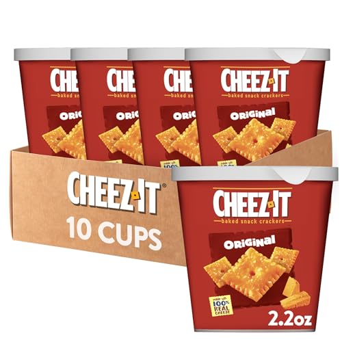 Cheez-It Cheese Crackers, Baked Snack Crackers, Office and Kids Snacks, Original, 22oz Case (10 Cups)
