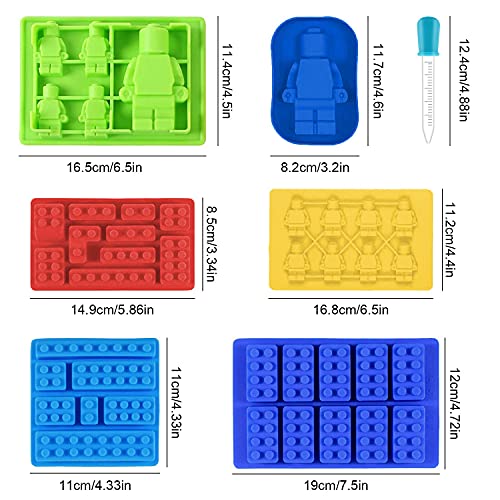 image for MEISO 6Pcs Silicone Molds Building Brick Candy Robot Mold Chocolate Mo