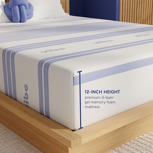 Image of Vibe Gel Memory Foam Mattress, 12-Inch CertiPUR-US Certified Bed-in-a-Box, Twin, White