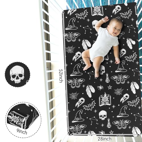 Image of Mindsoft 2 Pcs Gothic Crib Sheet Set Fitted 52 x 28 x 8 Inches