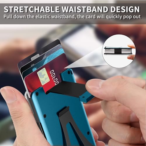 Ultra-Thin Aluminum Mens Wallet with RFID Blocking, Slim Minimalist Wallet for Men with Money Clip Card Wallet with ID Holder, Blue4