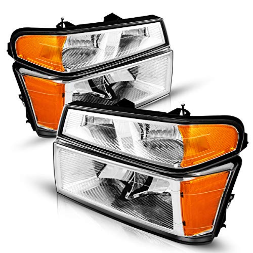 Torchbeam Colorado Headlight Assembly from, 2004-2012 Chevy Colorado/Canyon/Chrome Housing Amber Reflector Clear Lens,Passenger & Driver Side