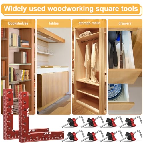 Corner Clamp for Woodworking, 90 Degree Corner Clamp, 4 Pack 5.5"x 5.5" Aluminum Alloy Right Angle Woodworking Tools, Positioning Squares for Picture Frame, Box(L-6 Side Scale Marking thicken)