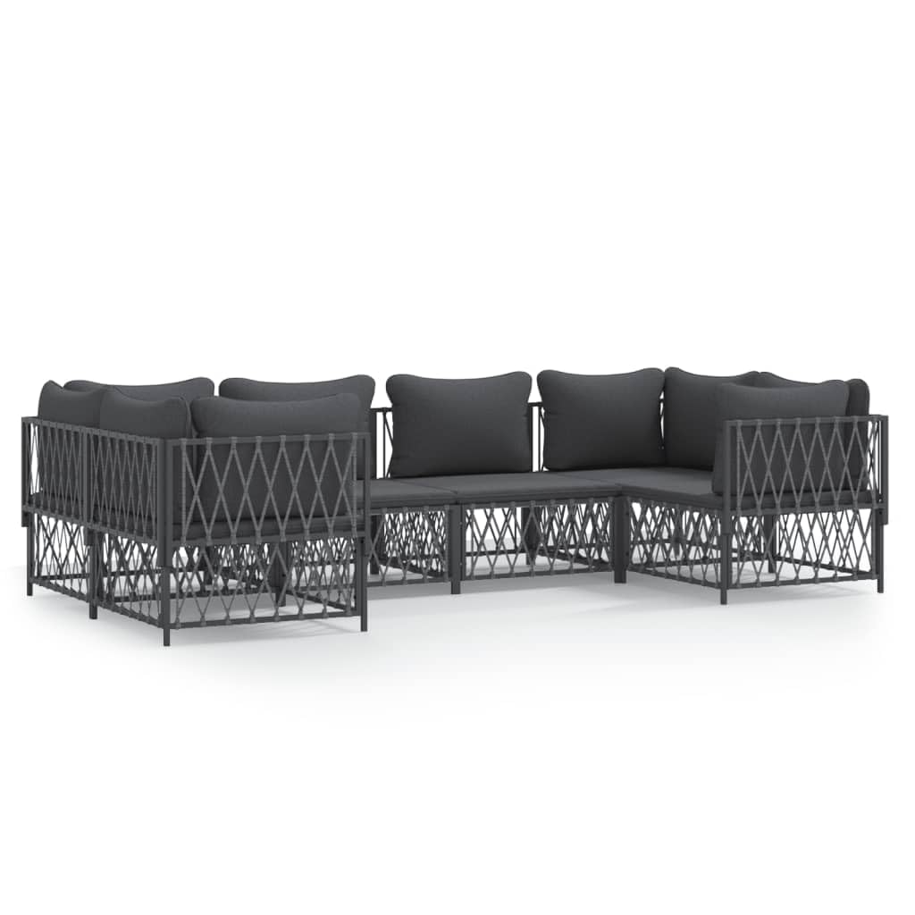 KCCKOM Garden Furniture Set 6 Piece Patio Lounge Set with Cushions Anthracite Steel