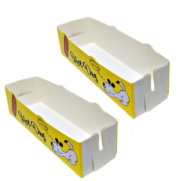Buy GANAZONO 50pcs Paper Hot Dog Trays Hot Dog Serving Dish Trays Disposable Fluted Dishes Corn