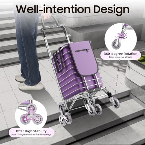 Großer faltbarer Einkaufstrolley mit 8 Rädern, mit wasserdichter Oxford-Tasche, robuster Aluminiumrahmen, leicht und einfach zu manövrieren, für Einkäufe und den Außenbereich – Bild 3