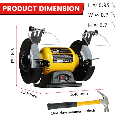 Woodskil 2.8Amp 1/2HP 6-Inch High-Speed Bench Grinder, CSA Listed, Table Grinder for sharpening
