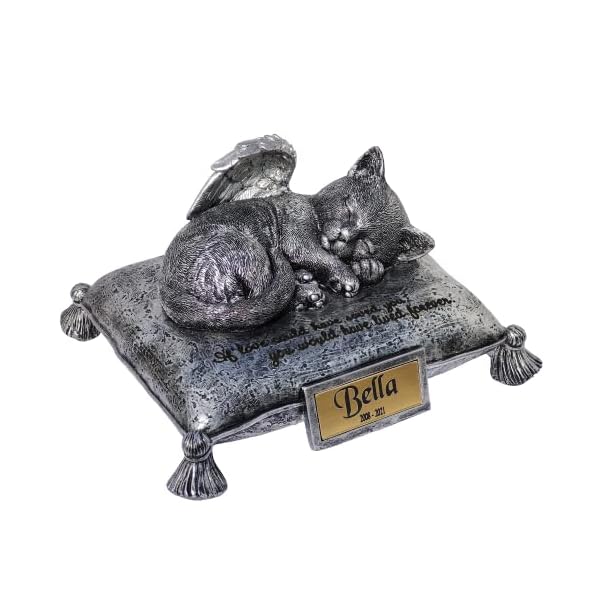 Wslhfeo angel cat sleeping on pillow cremation urn small pet memorial statue engraved with your pet's name l8
