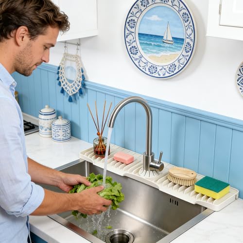 Protector de salpicaduras detrás del grifo en silicona duradera con inclinación de 15° 4