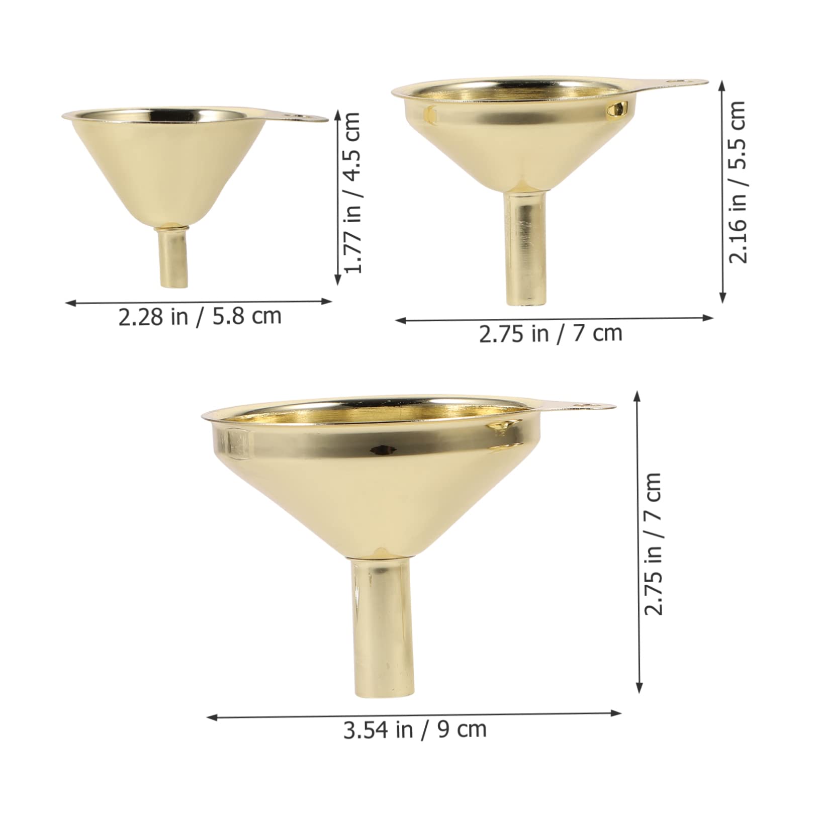 Amosfun 9 Pz imbuto in acciaio inossidabile imbuti imbuto per marmellata per liquidi aceto d'olio per cucina accessorio cucina multifunzionale per spezie Golden