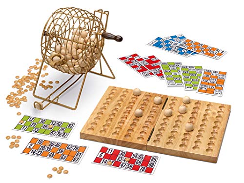 Outletdelocio Loteria-Bingo de Gran robustez, Hecho en Madera y Metal. 90 Bolas de Madera Maciza grabadas a Fuego. Imborrables Cover