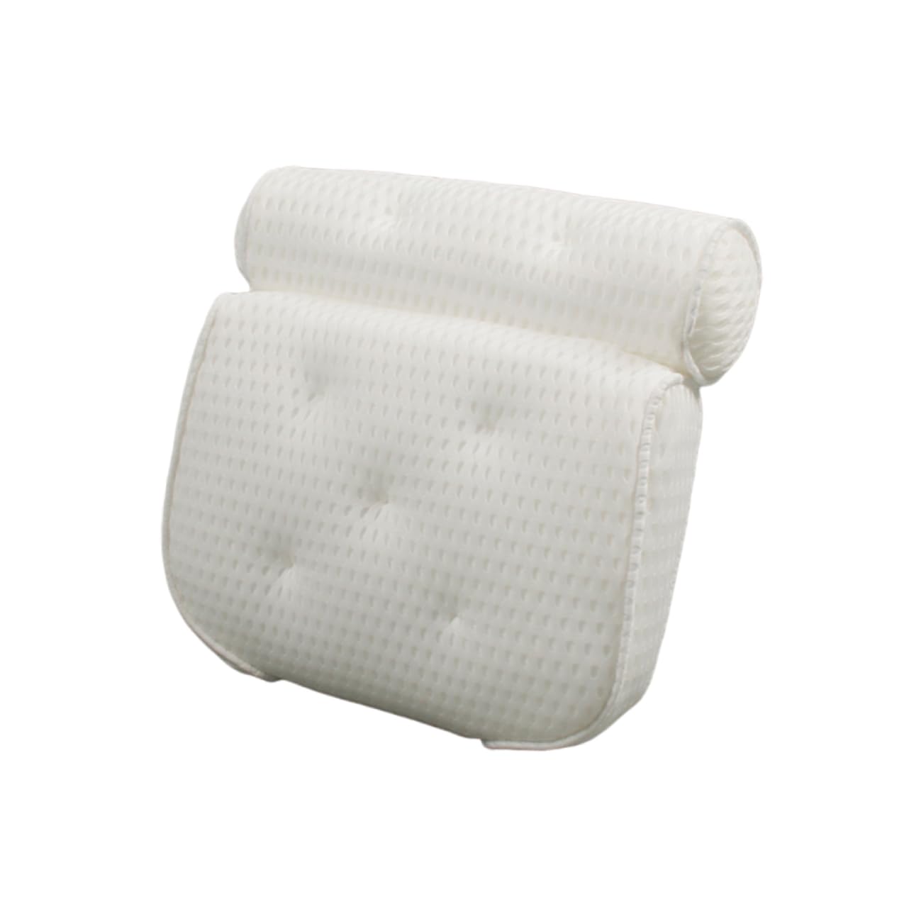 Beaupretty Oreiller Repose-tête et Nuque en Polyester Blanc Ventouses pour Bain à Domicile, Forme Confortable pour Relaxation et Soutien