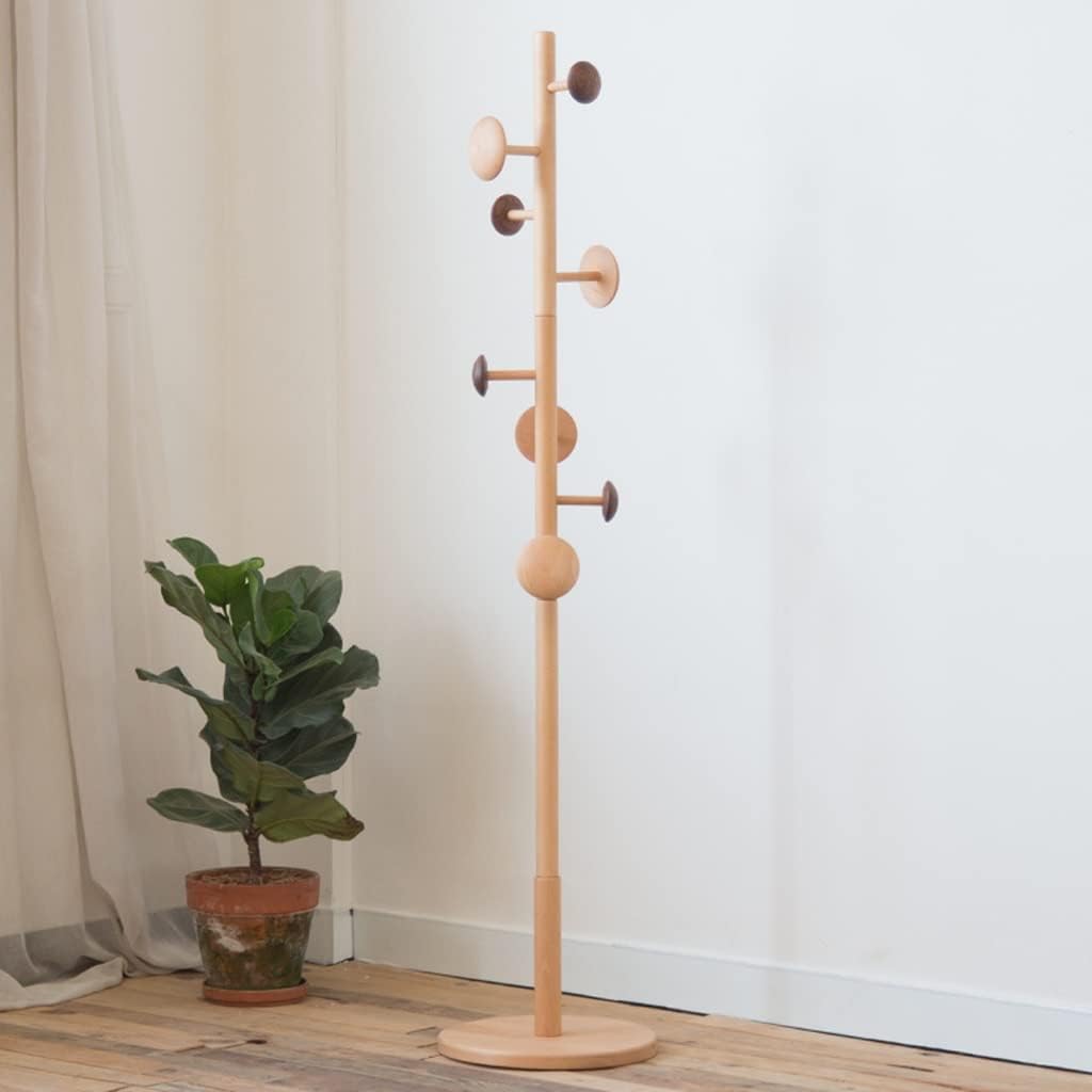 Wooden Coat Hanger Design Floor-to-Ceiling Coat Rack Single Pole Standing Bedroom Furniture Floor-to-Ceiling Coat Hanger(D)