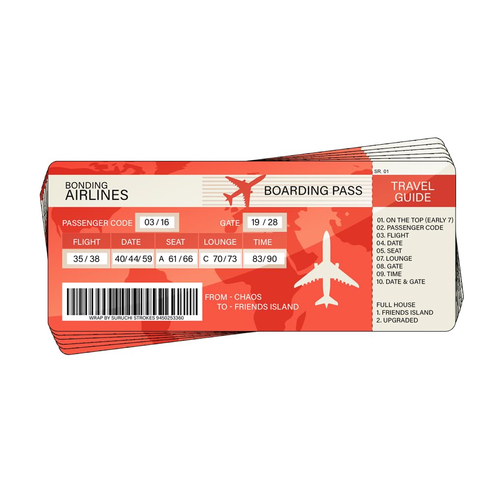 Suruchi Strokes Travel Flight Airline Boarding Pass Theme Tambola Ticket | Designer Printed Kukuba | New Housie Games Cards Collection for Party (Pack of 30)