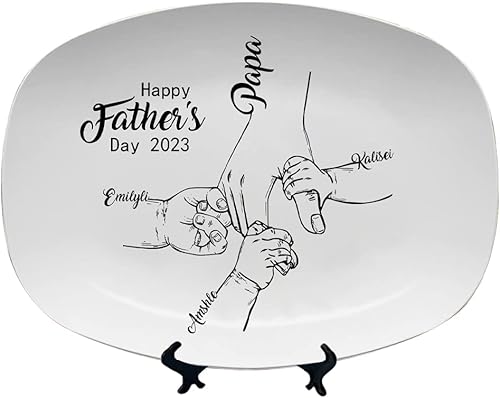 Miniatura 8 de Plato personalizado para asar para el día del padre, platos personalizados para papá, bandeja rectangular para servir barbacoa con nombres de los
