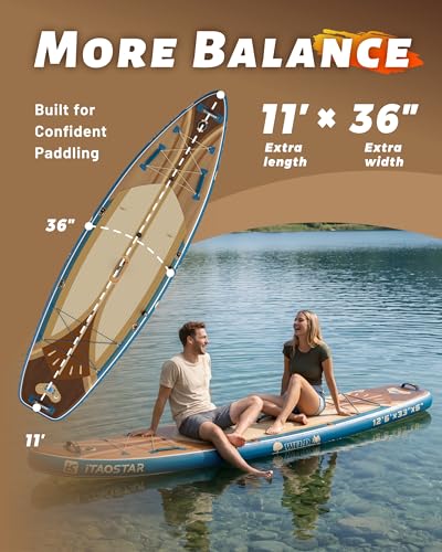 Image of iTAOSTAR Wild 11'x36 inch /11'6 inchx34 inch /12'6 inchx33 inch Inflatable Paddle Board with Seat, One-Stop Premium SUP Board Gears, Tailored 5 Fins, Stable Inflatable Stand Up Paddle Boards for Youth /Adults of All Levels