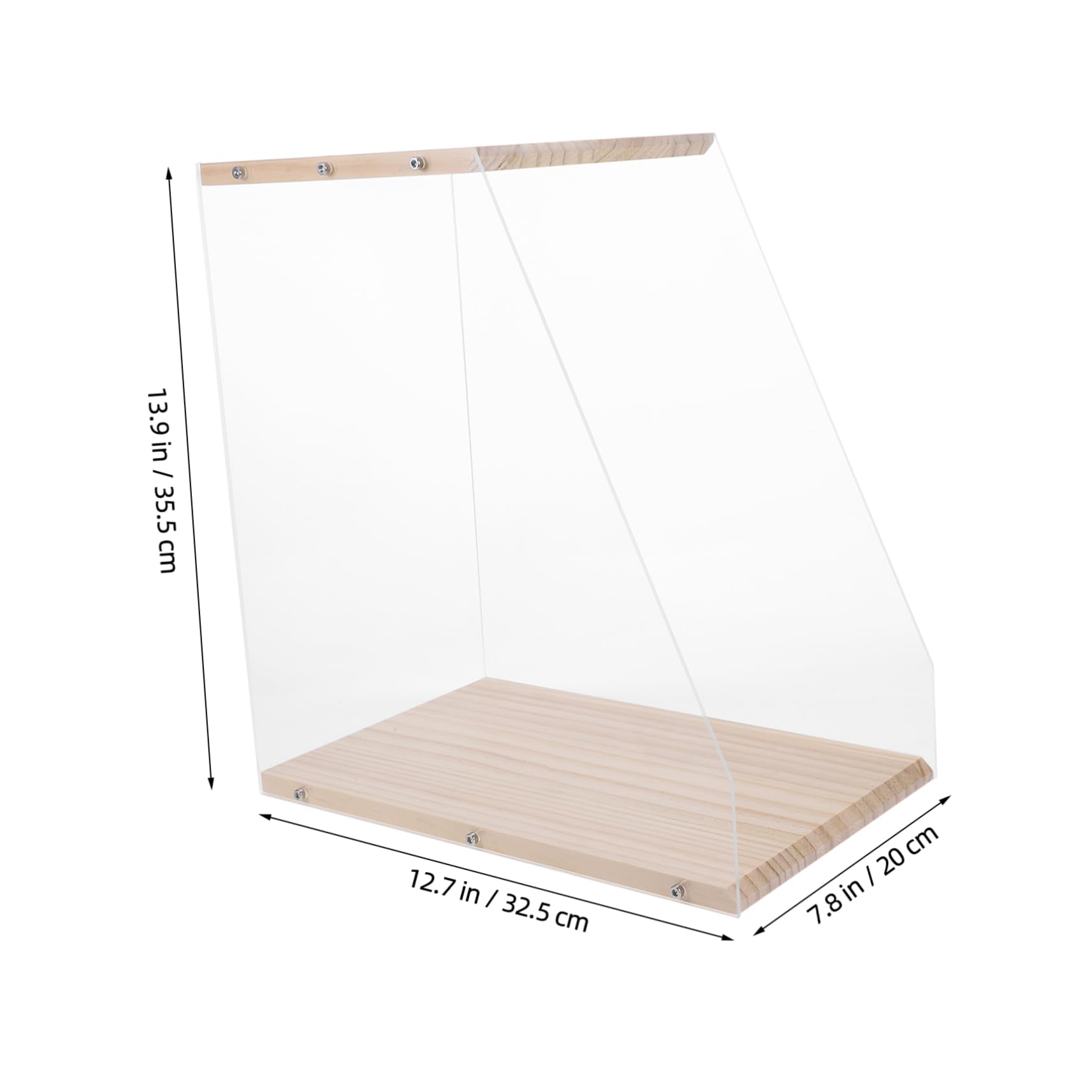 SOLUSTRE Clear Wooden Vinyl Record Storage Stand Transparent Cd Holder Rack for Media and Book Display Desktop Organizer for Albums and Magazines