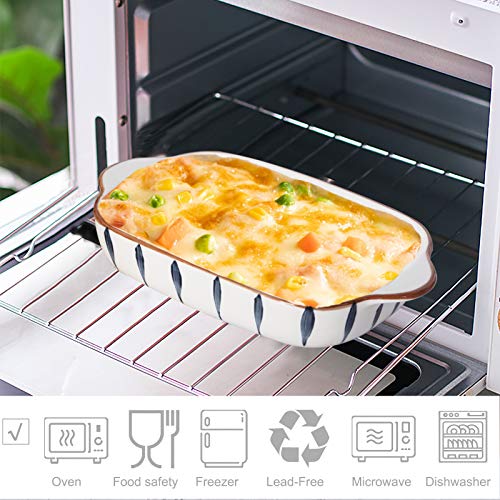 Aquiver 20Oz Ceramic Small Baking Dish - 7'' X 5'' Individual Baking Pan, Color Painted Porcelain Rectangular Bakeware Set For Casserole, Vegetables, Lasagna, Bread, Brownies - Set Of 3 #TOP3