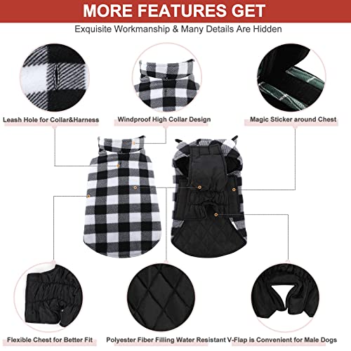 Migohi Dog Jackets For Winter Windproof Reversible Dog Coat For Cold Weather British Style Plaid Warm Dog Vest For Small Medium Large Dogs, Black M #TOP2
