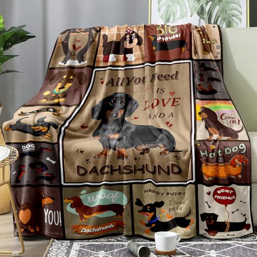 Famitile Dachshund Blanket Weiner Dog Blankets Weiner Dog Gifts for Women Dachshund Stuffed Animal Pattern Blanket for Dogs Lovers (Dachshund 3 47x 60)