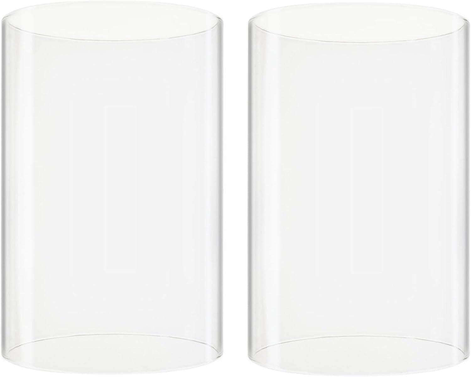 CYS EXCEL 2 PCS (H:6" D:4") Open Ended Clear Glass Hurricane Candleholder Tube Lamp Shade Open Flame Candlestick Holder Chimney Tube Cover Bottomless Cylinder