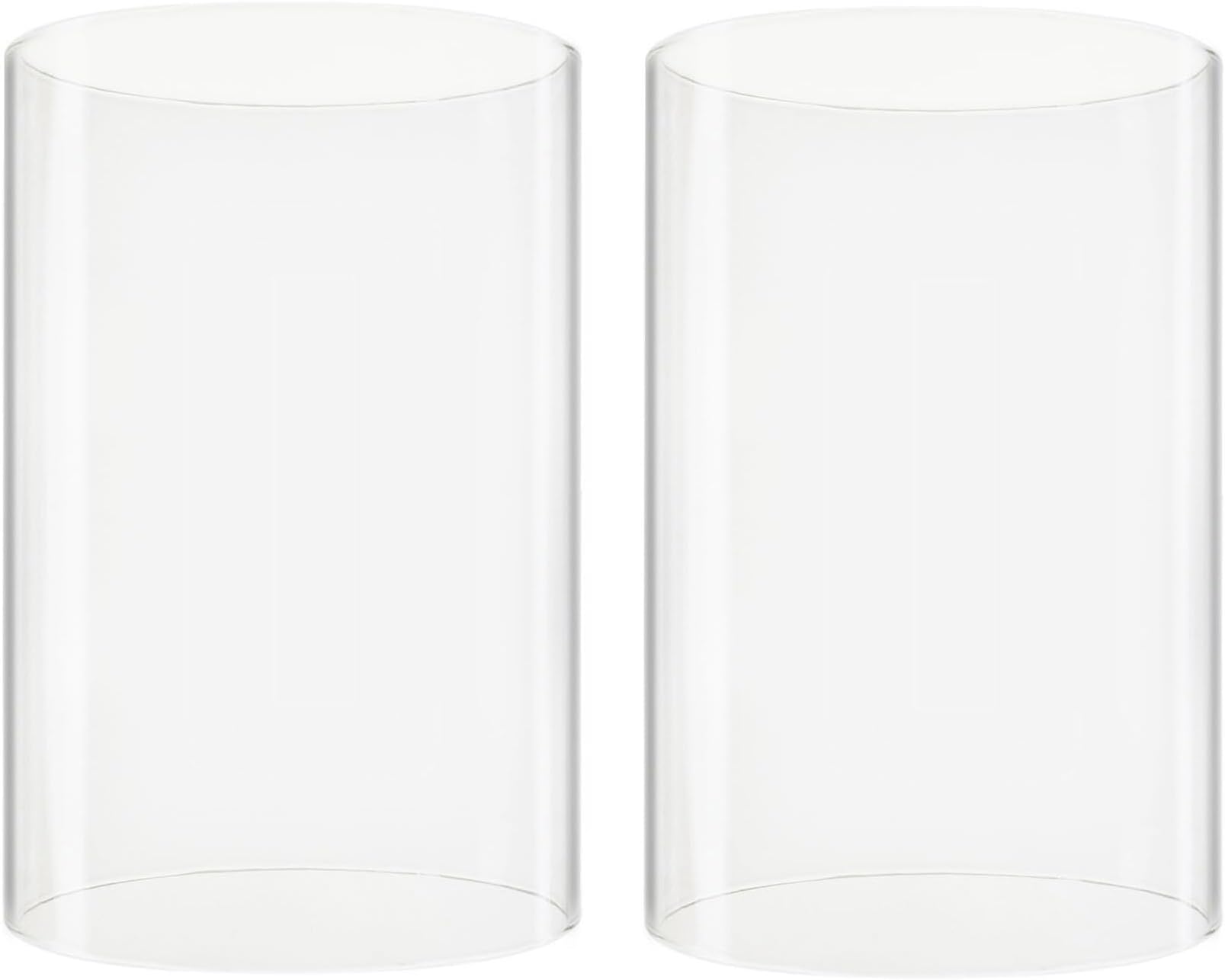 CYS EXCEL 2 PCS (H:6" D:4") Open Ended Clear Glass Hurricane Candleholder Tube Lamp Shade Open Flame Candlestick Holder Chimney Tube Cover Bottomless Cylinder