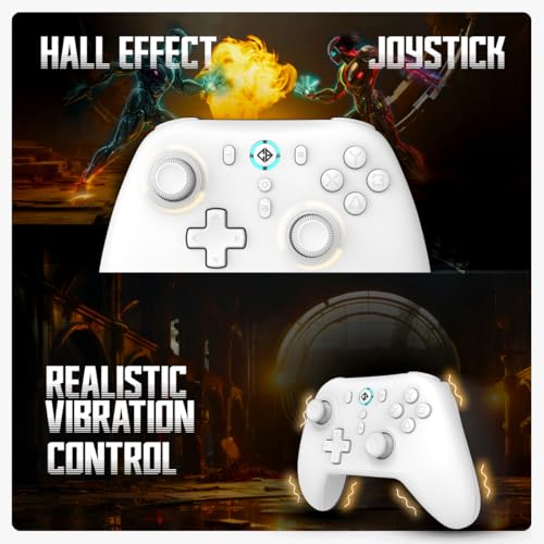 Image of Cosmic Byte Blitz Wireless + Wired Controller for PC, Hall Effect Joystick & Triggers, 1000Hz Polling Rate, Adjustable Vibration, Turbo & Auto Turbo (White)