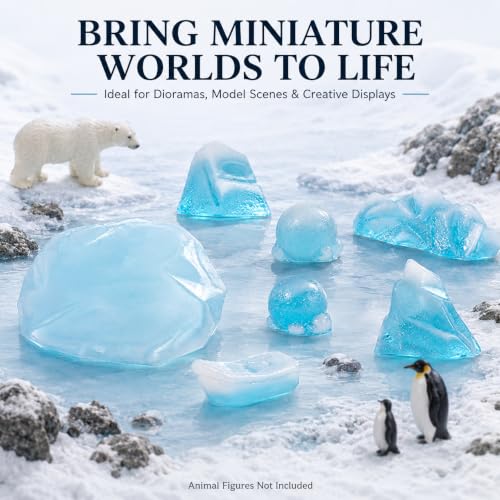Image of ULTECHNOVO 8Pcs Arctic Iceberg Model Realistic Miniature Polar Scene Decorations for Cake Aquarium Home Office Decor for DIY Enthusiasts and Creative Projects