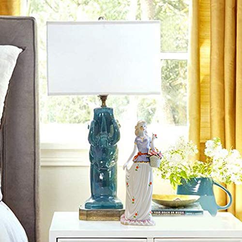 Wakauto Estátua de porcelana europeia estátua de porcelana feminina elegante estatueta aquarela esta