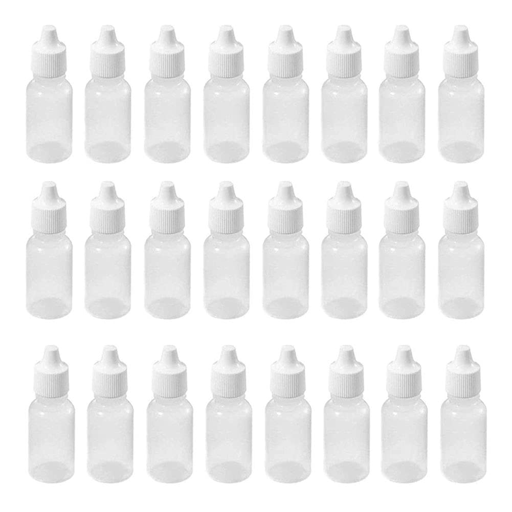 QUUPY 50 flaconi contagocce comprimibili da 15 ml, in plastica, vuoti, ricaricabili, con tappo