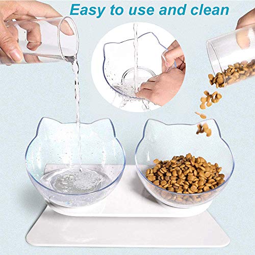 WELLXUNK Katzen Fressnäpfe, Doppelter Futternapf 15°Neigbar, Transparent Katzenfutter Und Futternapf für Katzen mit Erhöhtem Ständer, für Katzen Und Kleine Hunde (Transparent) - Image 6