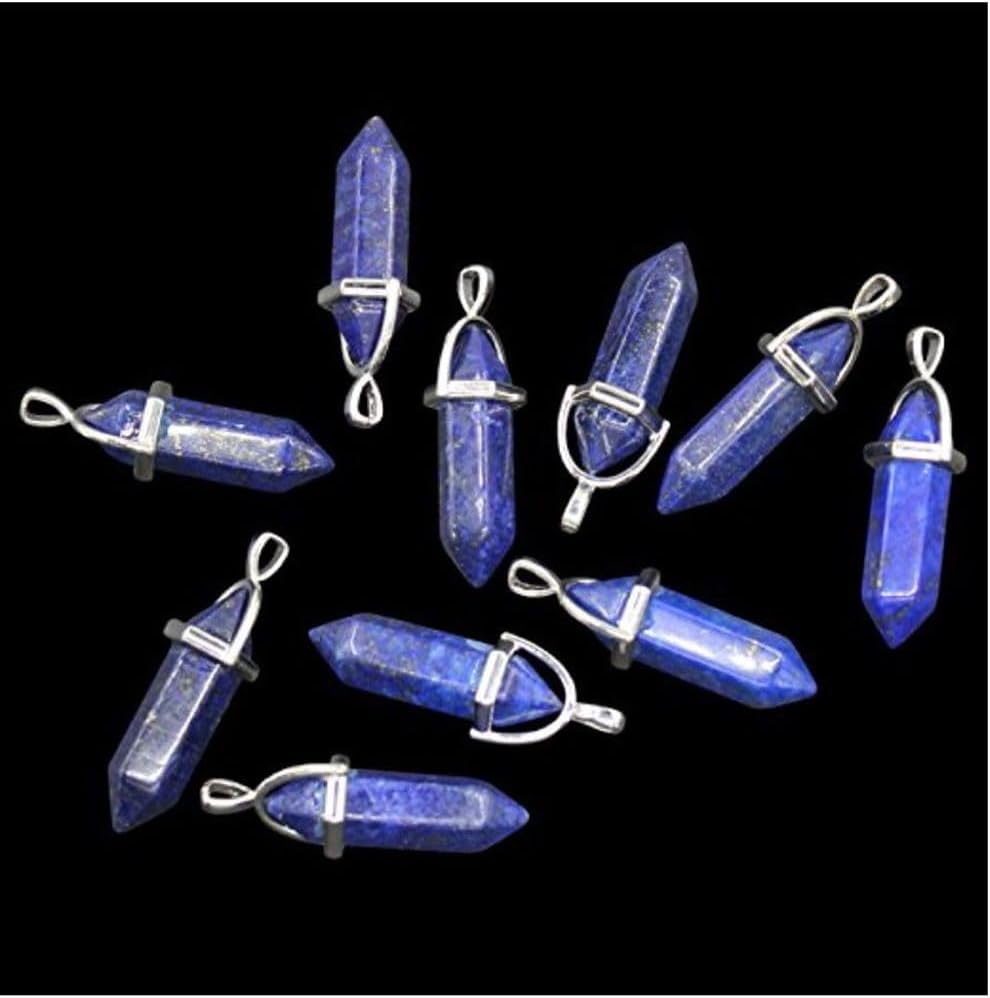 Natural Gemstone Bullet Pendant Necklace Healing Crystal Stone Quartz Reiki Chakra Energy Rock 18 Inch Stainless Steel Chain Waterproof Women Jewelry