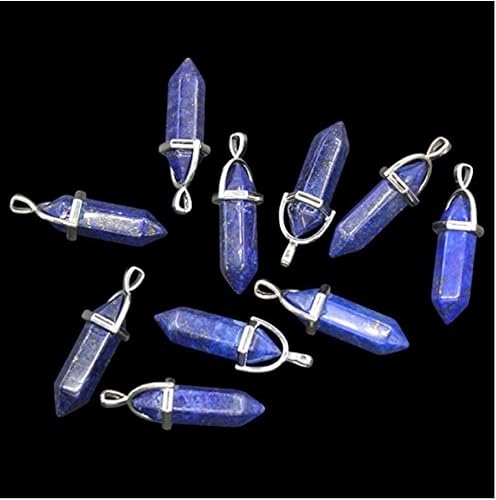 Miniatura 3 de 4 piezas Adabele - Colgante de piedra preciosa curativa de lapislázuli azul natural, forma de bala, punto de espiga, cuentas sueltas de cristal de