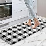 MAYHMYO Anti Fatigue Kitchen Rug Kitchen Floor Mat Cushioned Black and White Buffalo Plaid Kitchen R