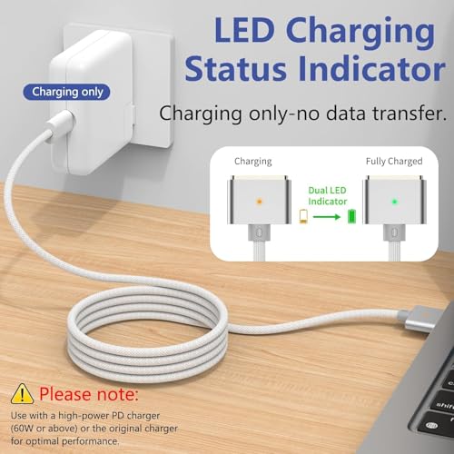 Image of Braided T-Shape C to MG3 DC Cable Cord for Upto 140w Adapter Compatible with Mac-Book Air M2, M3, M4 & Mac-Book Pro M1 M2 (2021-2023 14 inch&16 inch)