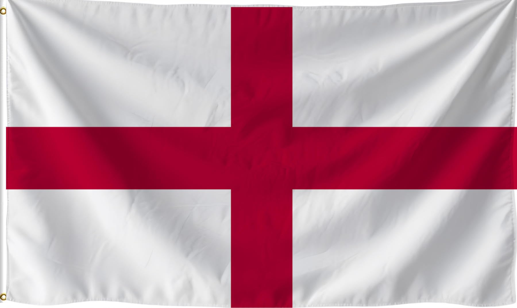 Large England Flag 6X10FT,180X300CM English St George's Cross Flag, Vivid Color Double Stitched Outdoor and Indoor Decor Banner,UV Resistant Polyester Flags with Brass Grommets. (England, 6X10)