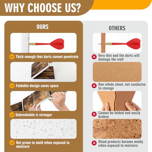 image for Hahafelt Felt Wood Grain Dart Board Wall Protectors Square Dart Board 