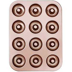 ProLeo Donut Moulds, 12 Non-Stick Metal Baking Tray Baking Mould for Cake Biscuit Bagel Muffin Doughnut Tub Cake, We Love Baking Baking Mould, Metal