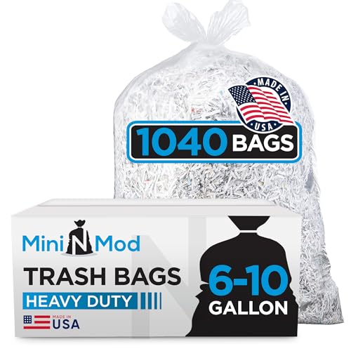 Clear 6-10 Gallon Trash Bags – Bulk 1040 Count – 8 Gallon Garbage Bags on Roll – Unscented Waste Basket Liners, Office Trash Can Liners for Home, Bathroom, Commercial, Janitorial, Industrial Use