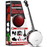 Pyle Banjolele- 5 Saiten, Banjo Kit Instrument, Banjolele Set Inkl. digitalem Stimmgerät, Saiten, Plektren, Gurt, Gig Bag & Werkzeugset, Musikinstrument für Folk, Country & Bluegrass, 99cm