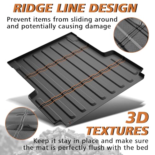 Image of TripleAliners Truck Mat Compatible with 2020-2026 Jeep Gladiator JT 5FT Accessories, Truck Bed Mat Heavy Duty Custom Fit All Weather Protection TPE Pickup Liner