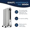 De'Longhi Oil-Filled Radiator Space Heater, Full Room Quiet 1500W, Adjustable Thermostat, 3 Heat Settings, Digital Timer, ECO Energy Saving Mode, Safety Features, Light Gray, Radia S TRRS0715ECA