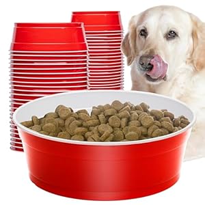 Party Dog Disposable Red Cup Style Pet Food Bowls for Cats and Dogs – Large and Small Sizes