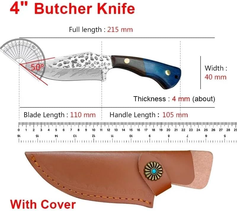 Meat Cleaver,Cleaver Knife 4 Inch Stainless Steel Boning Knife Cleaver Meat Chef Knife Fish Filleting Kitchen Knife Wood Handle Sharp Cooking Tools