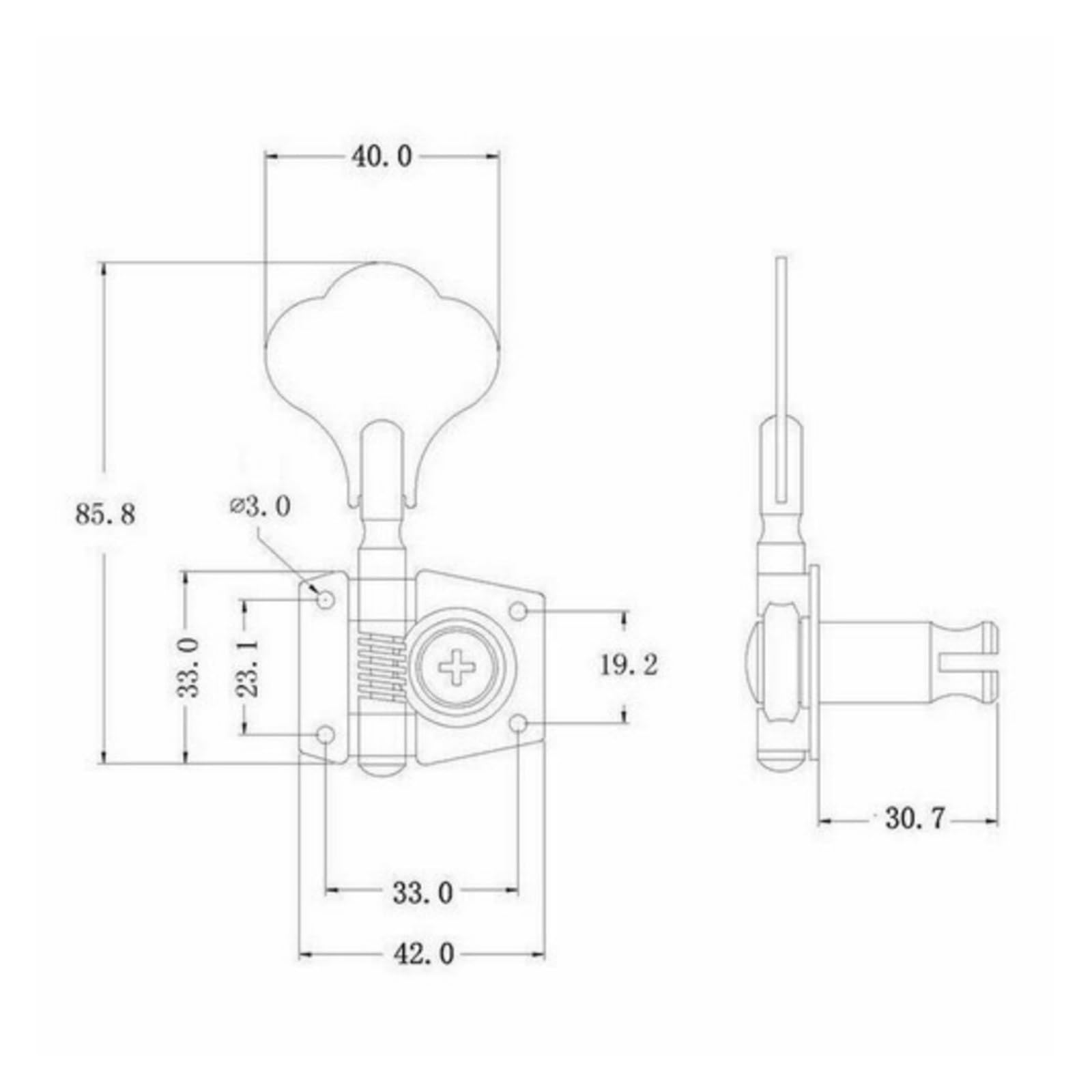 4R/4L/2R+2L Bassgitarren-Mechaniken, Stimmwirbel, Mechaniken, offenes Zahnrad-Set(4X L Silver)