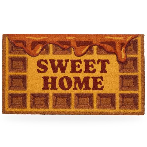 Fisura – Felpudo Entrada casa “Sweet Home” de Coco con Base Antideslizante de PVC. Felpudo Interior marrón Pintado a Mano. Alfombra Entrada casa con Forma Divertida. 70 x 40 cm