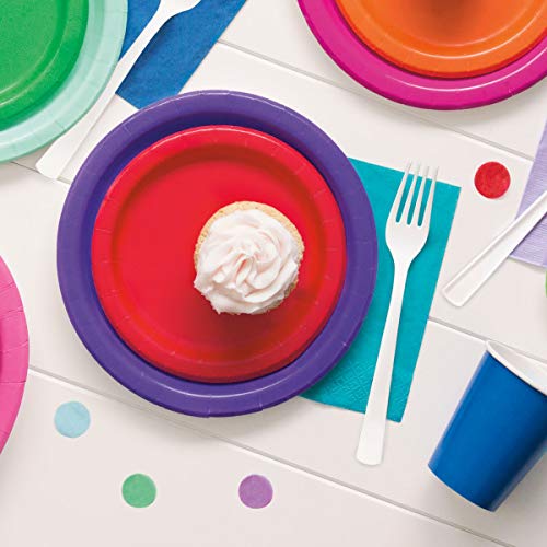 Ruby Red Solid Round Dessert Paper Plates - 7\" (Pack of 20) - Vibrant Party Plates for Appetizing Treats - Perfect for Birthdays & Events