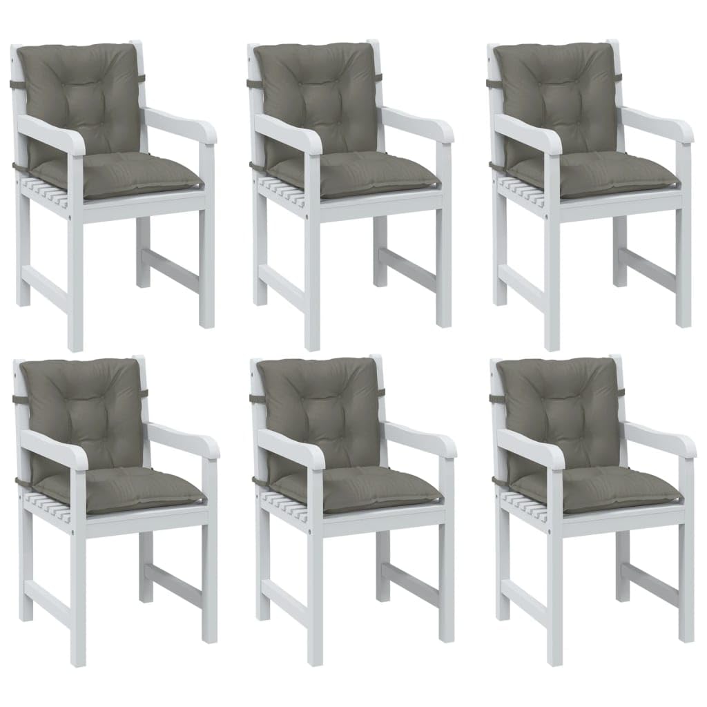 6 cuscini per sedia a schienale basso, 100 x 50 x 7 cm, tessuto in poliestere, con elastico antiscivolo e cordoncini, per sedia da giardino, balcone, terrazza, sala da pranzo, ufficio