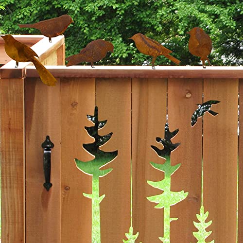 Voarge Rostiges Vögel Deko Rost, Edelrost Metall Vogel Stecker Gartendeko Rostoptik mit Schraubgewinde,für Holz Zaunfiguren Gartendeko (Rostiger Vogel(4))