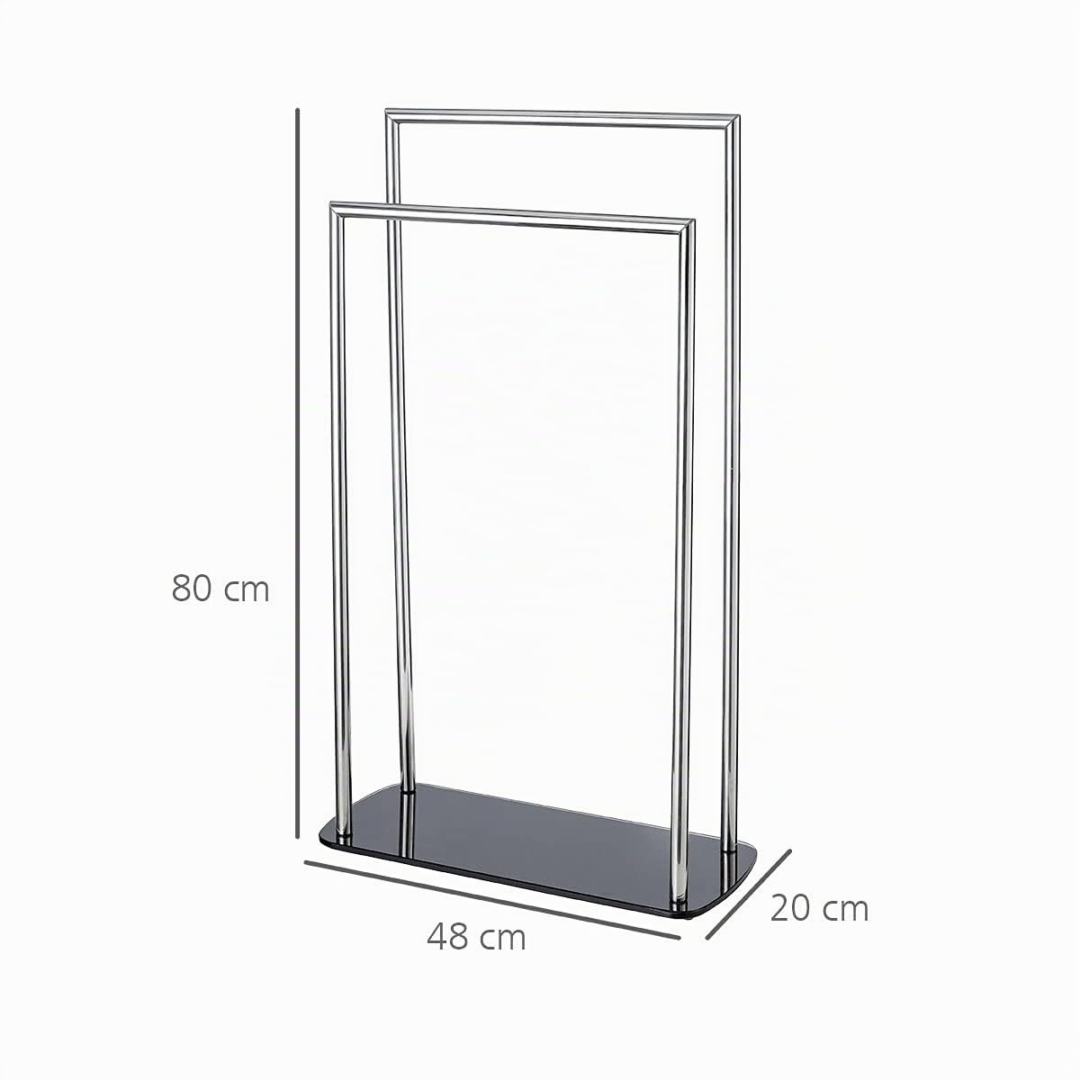 WENKO Porte Serviettes sur Pied Ravina | Séche Serviettes pour Salle de Bain| Portant vêtements avec 2 Niveaux d'étendage | Acier Inoxydable et Socle en Verre sécurité | 40x80x20 cm | INOX Brillant